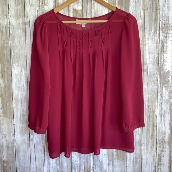 LOFT Tops - Loft Maroon Sheer Blouse